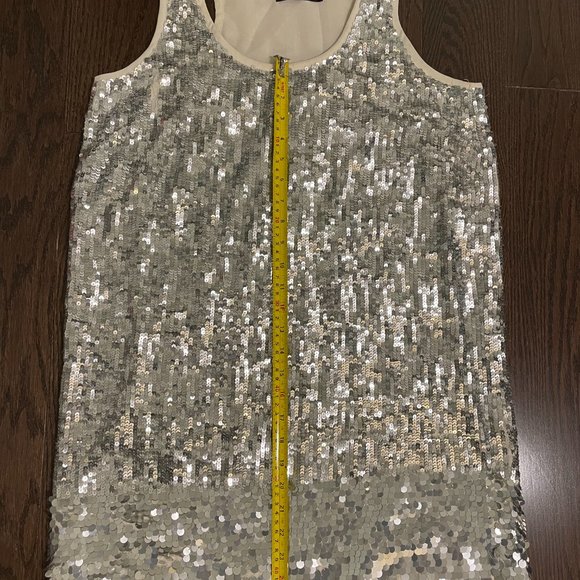 Club Monaco Silver Sequin Mini Sheath Dress - Picture 11 of 15